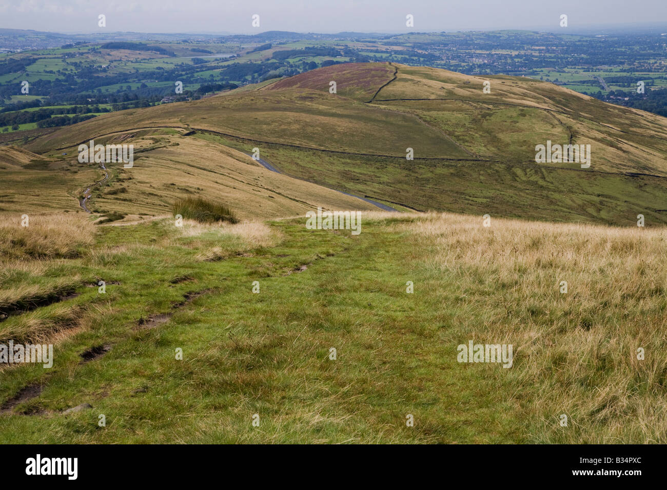 View over the Nick of Pendle, Lancashire Stock Photo