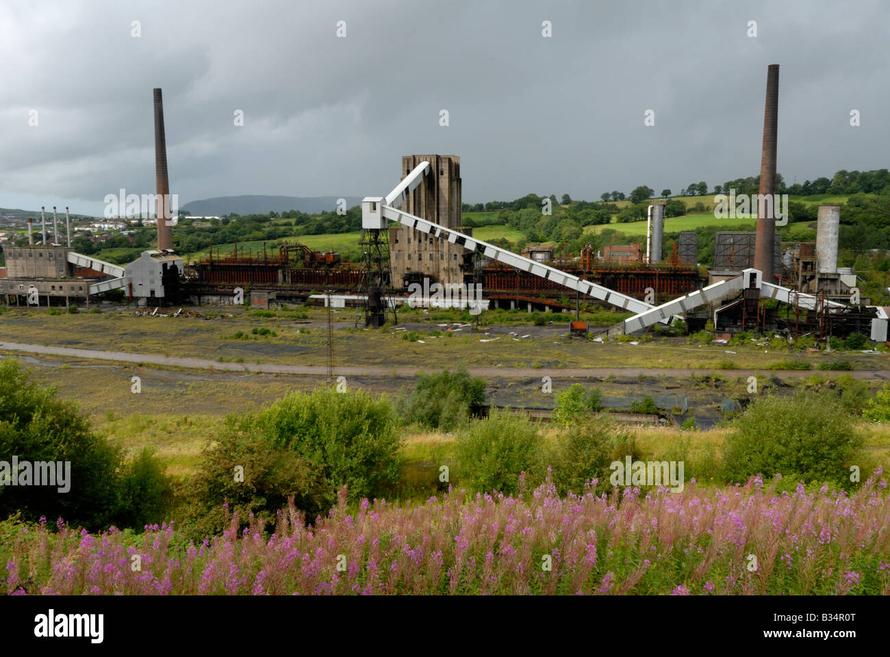 The old ruins of Cwm Colliery in Beddau, South Wales Stock Photo