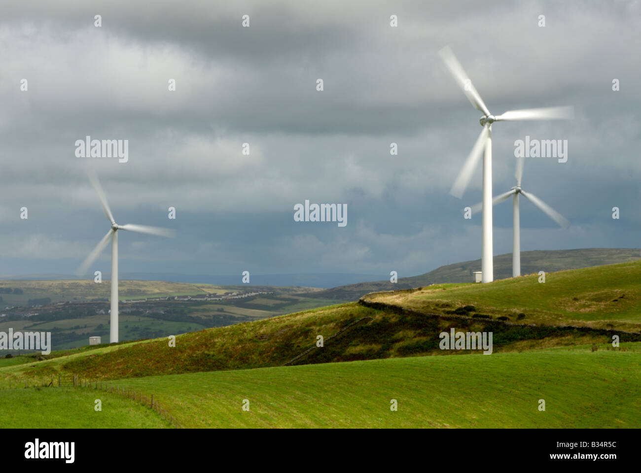 Gilfach Goch Wind farm in Rhondda Cynon Taf, South Wales Stock Photo