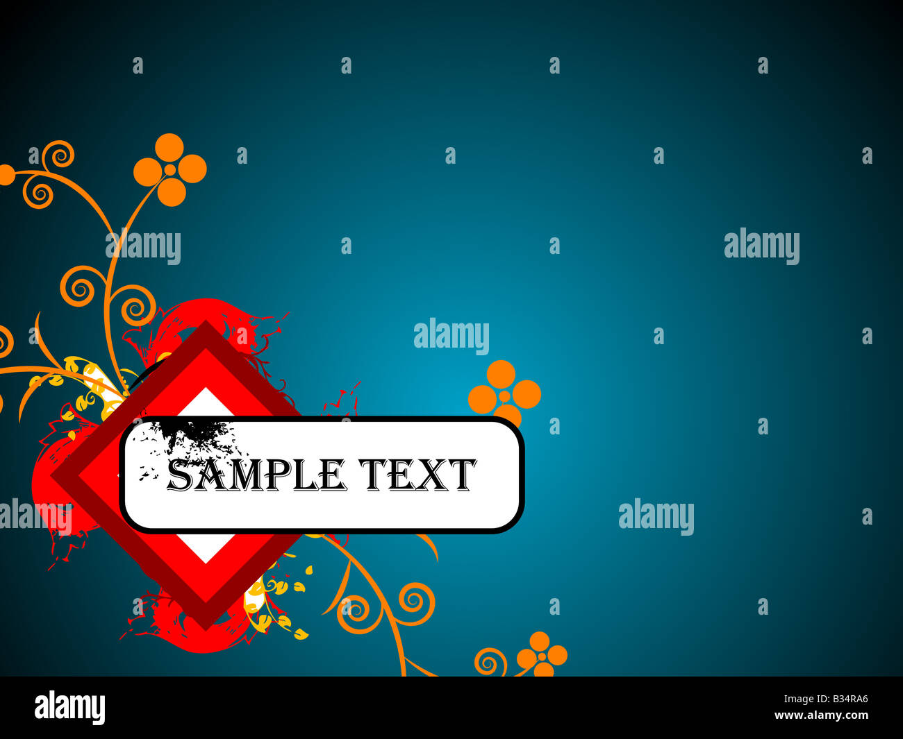 floral and sample text on gradient background Stock Photo - Alamy