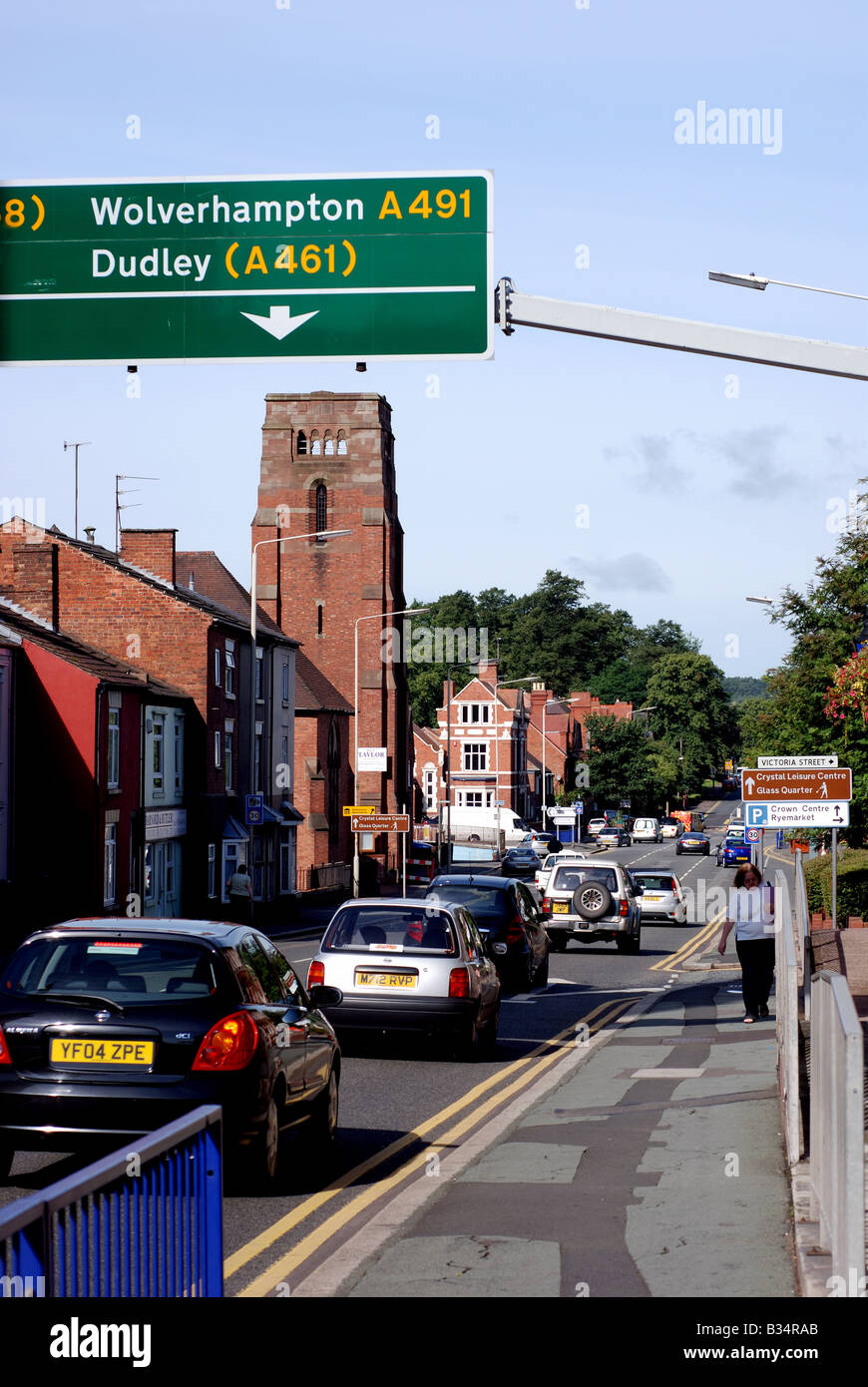 Traffic in Stourbridge town centre, West Midlands, England, UK Stock Photo