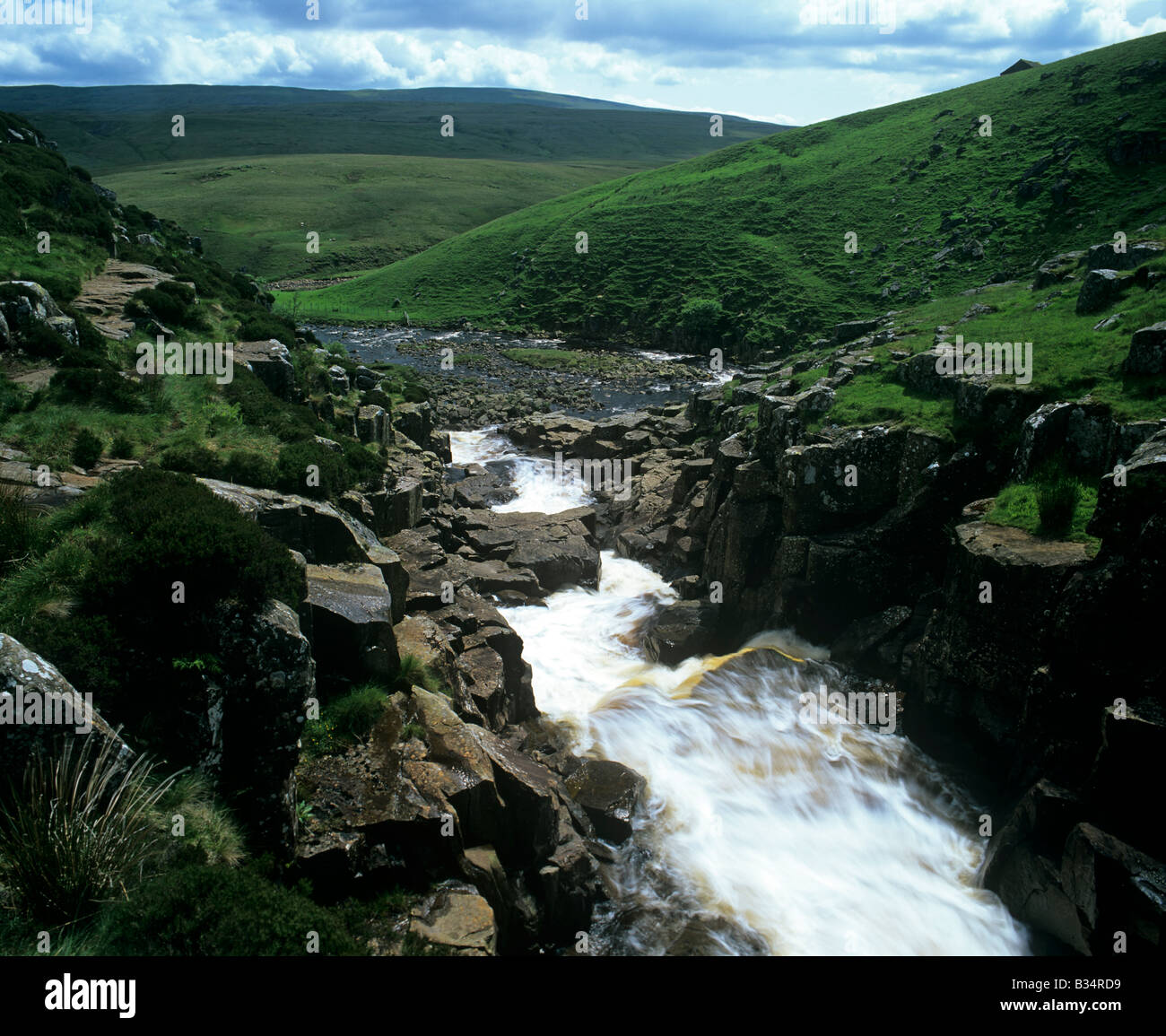 Cauldron Snout waterfall in Teesdale, County Durham Stock Photo