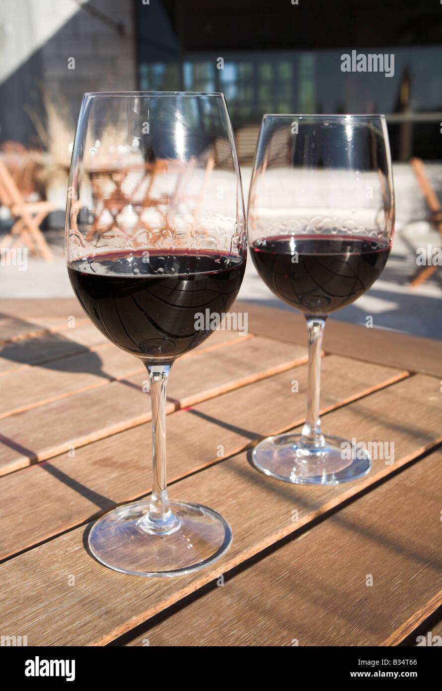 Glasses of Malbec wine, at a winery in Maipo Valley, Mendoza in