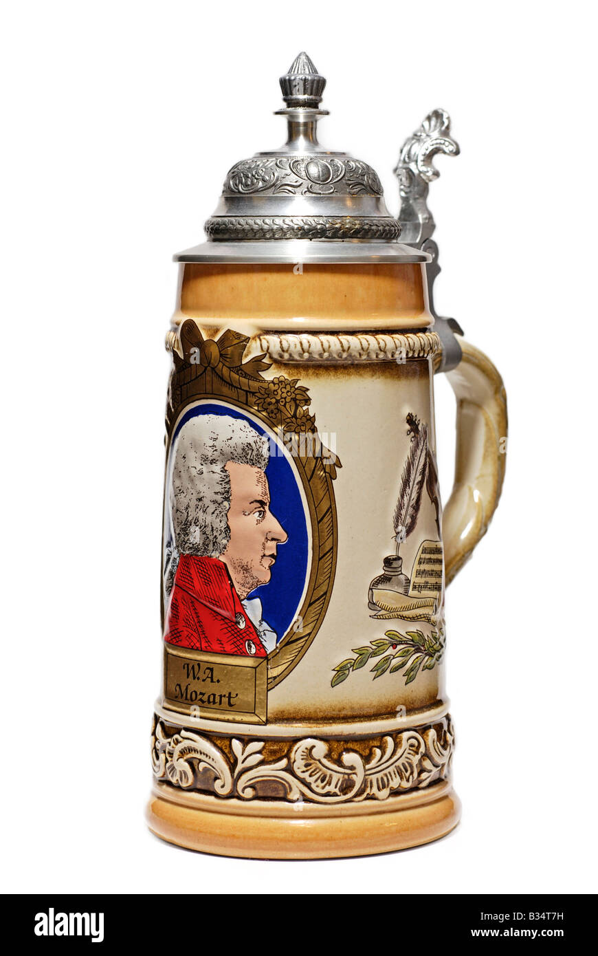 Porcelain Beer Stein, German Stock Photo