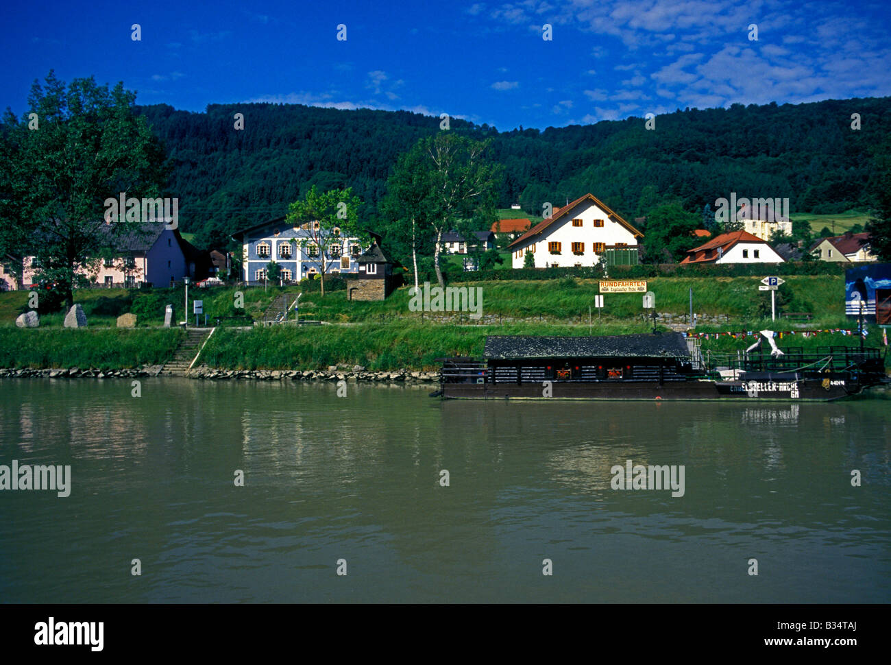 Architecture along Danube River Engelhartszell Upper Austria State Austria Europe Stock Photo