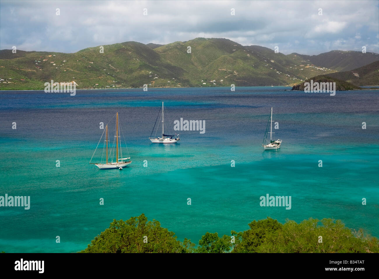 British Virgin Islands across the Sir Francis Drake Channel from St John in the US Virgin Islands Stock Photo
