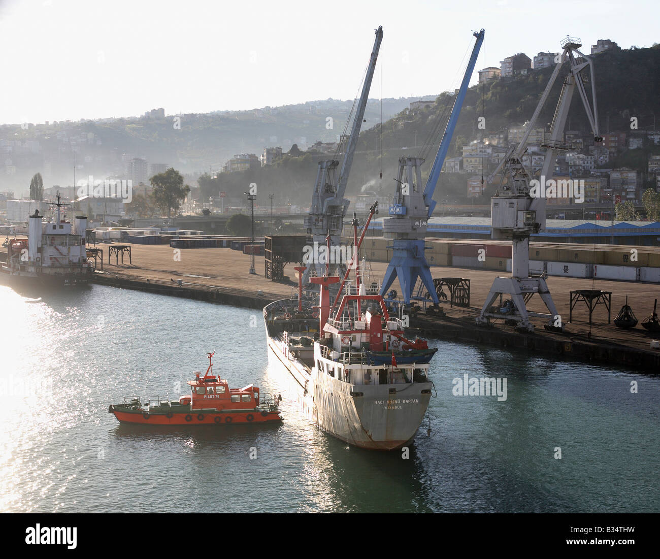 A cargo ship in the harbour of Trabzon, Turkey Stock Photo Alamy