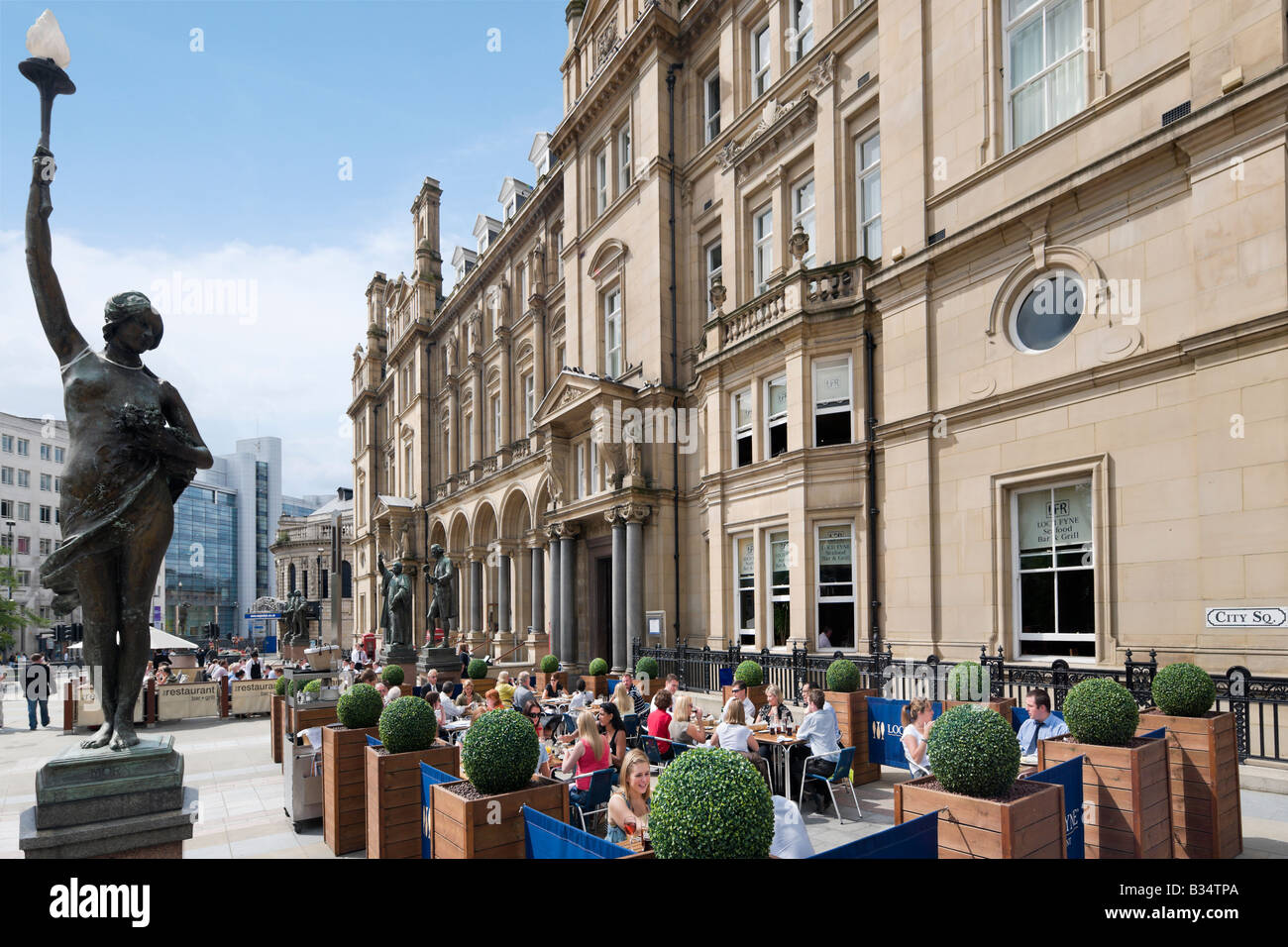 Loch Fyne Restaurant in the Old Post Office on a Friday lunchtime, City Square, Leeds, West Yorkshire, England Stock Photo