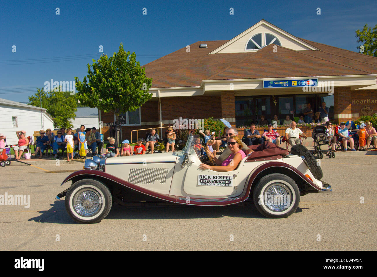 The Plum Coulee Manitoba Plum Fest parade a summer festival in southern