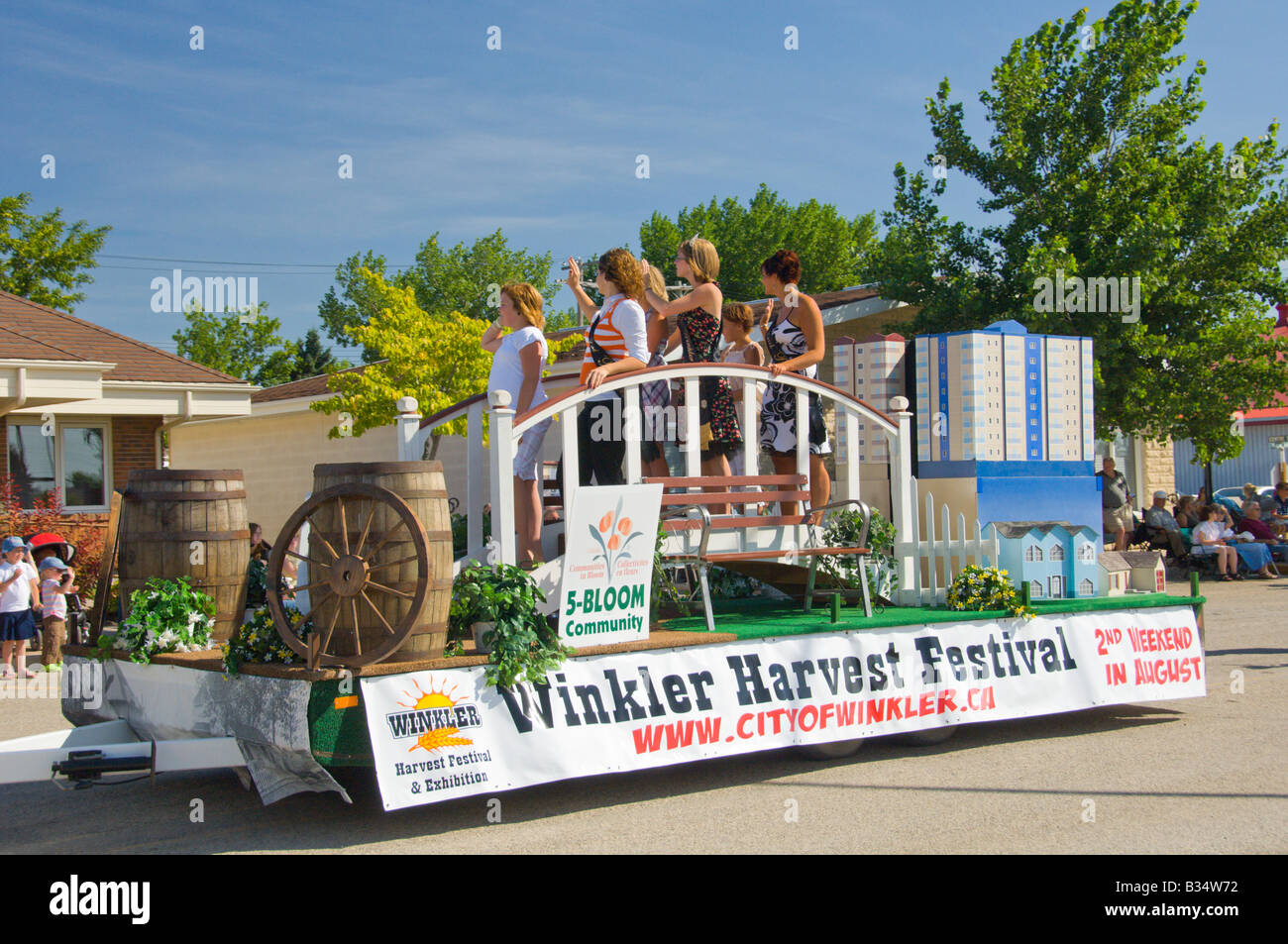 The Plum Coulee Manitoba Plum Fest parade a summer festival in southern
