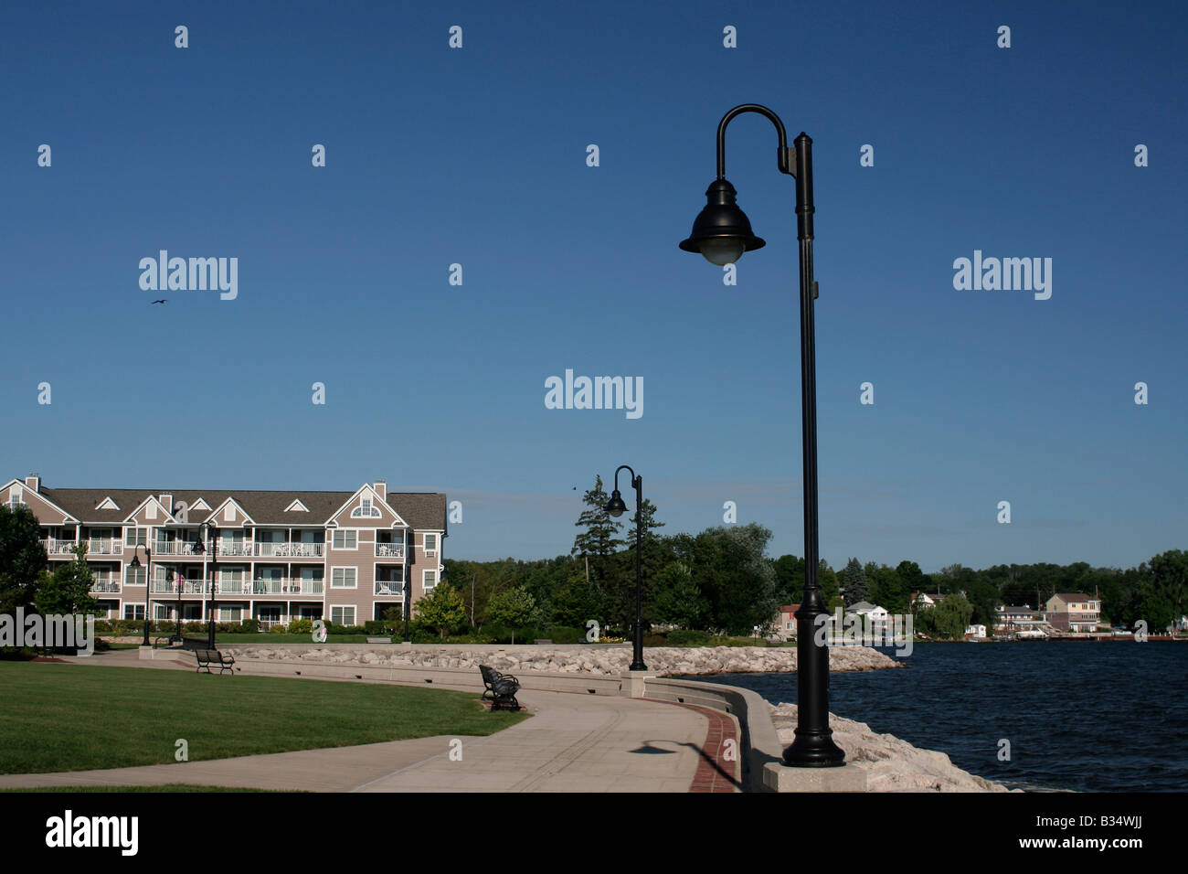Condominiums on lakeshore Sturgeon Bay Wisconsin Stock Photo Alamy