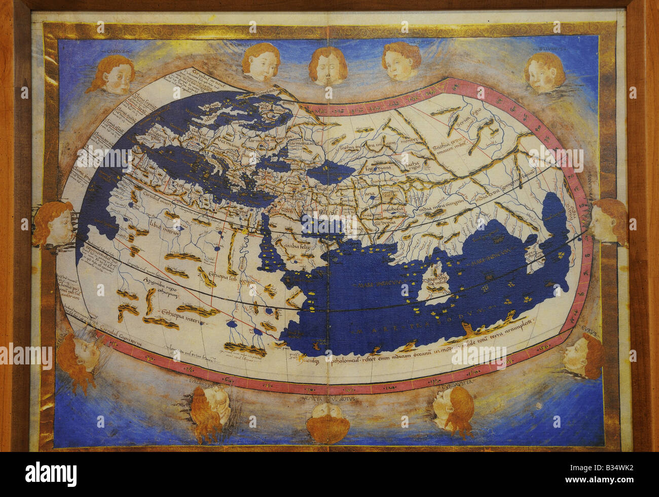 Ancient map commemorating the signing of the Treaty of Tordesillas inside museum Tordesillas Castile Leon Spain Stock Photo