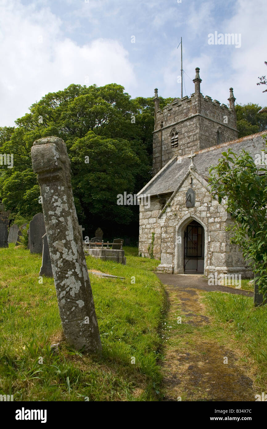 Sancreed ancient village church and celtic graveyard West Penwith Cornwall England United Kingdom UK Great Britain GB British Is Stock Photo