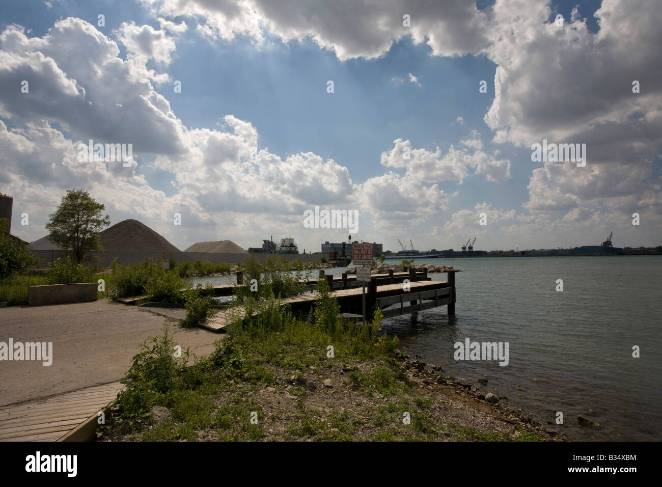Boat launch on the Detroit River in Windsor, Ontario Canada Stock Photo