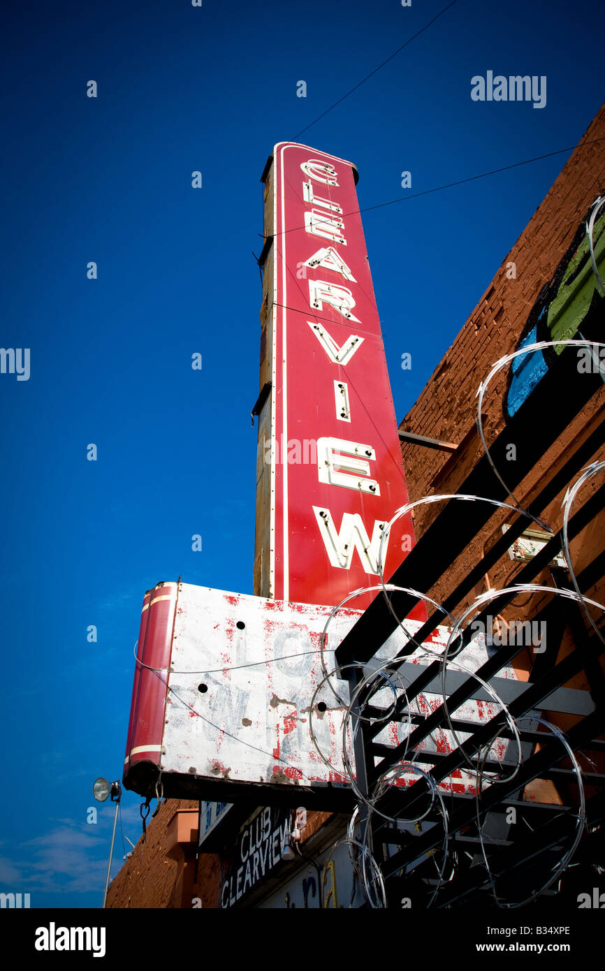 Vintage building sign in Deep Ellum, Dallas, Texas. Stock Photo