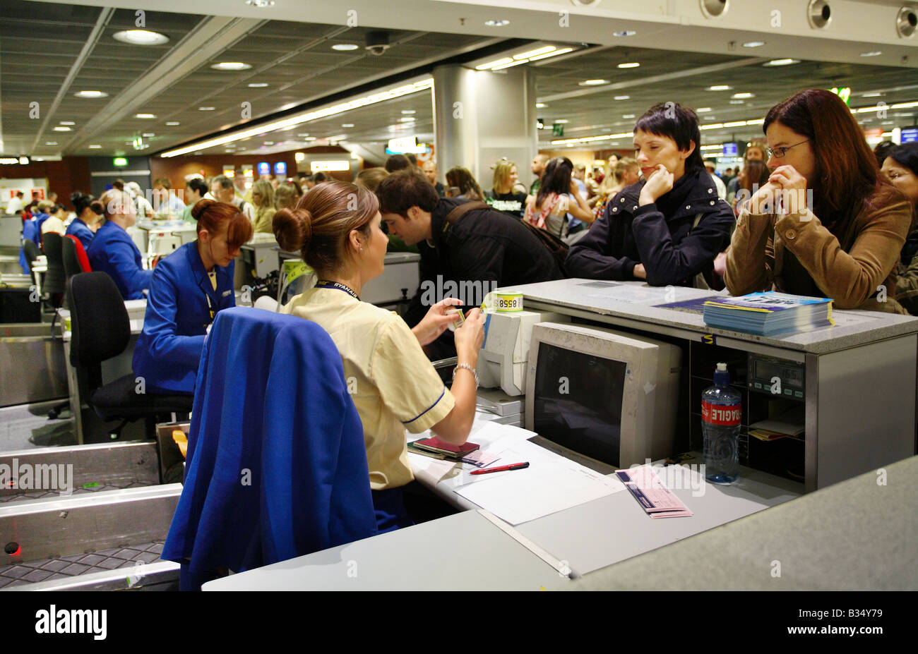 Registration of luggage at the Dublin International Airport, Dublin, Ireland Stock Photo