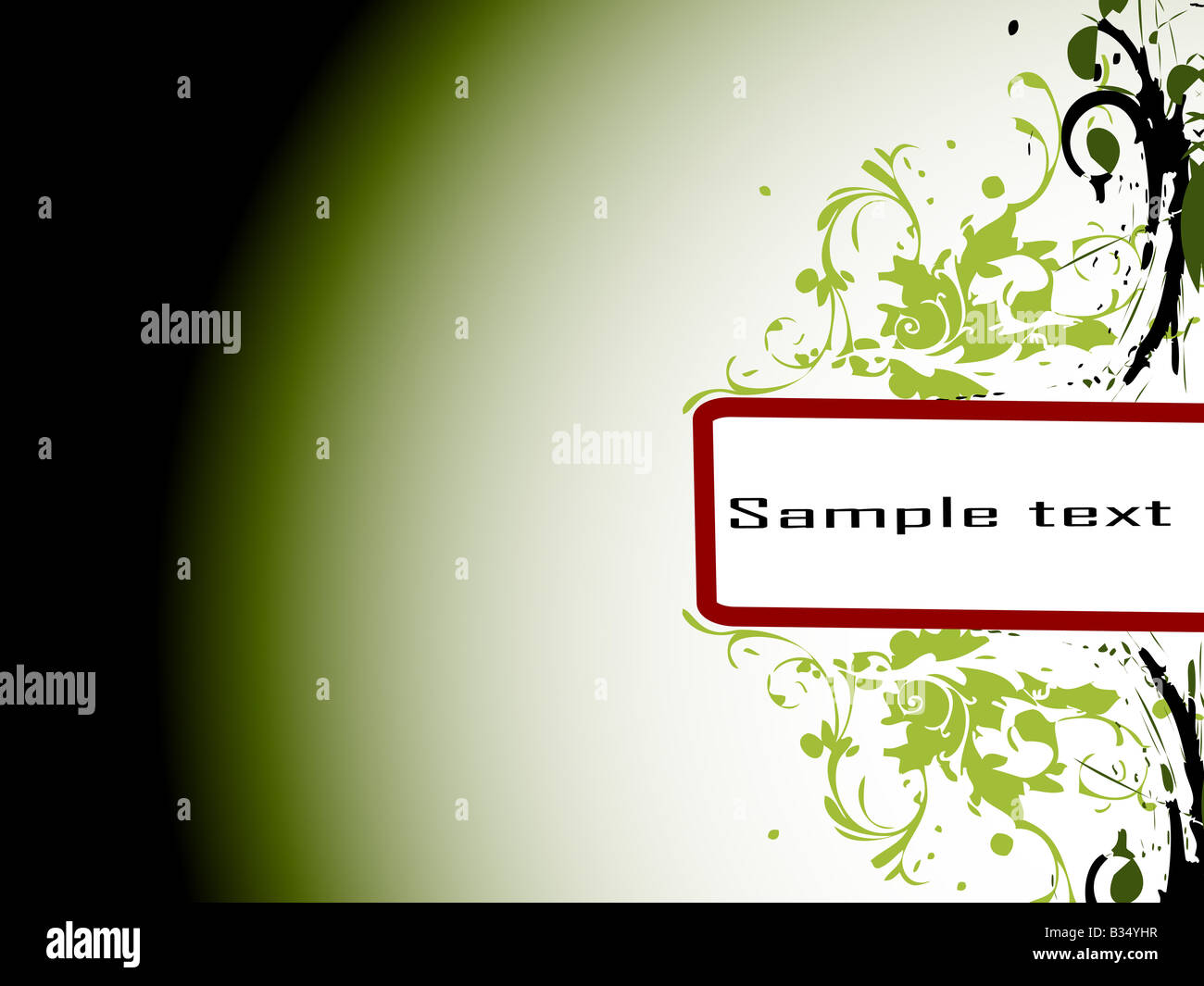 swirly design with grunge and sample text on gardient background Stock Photo