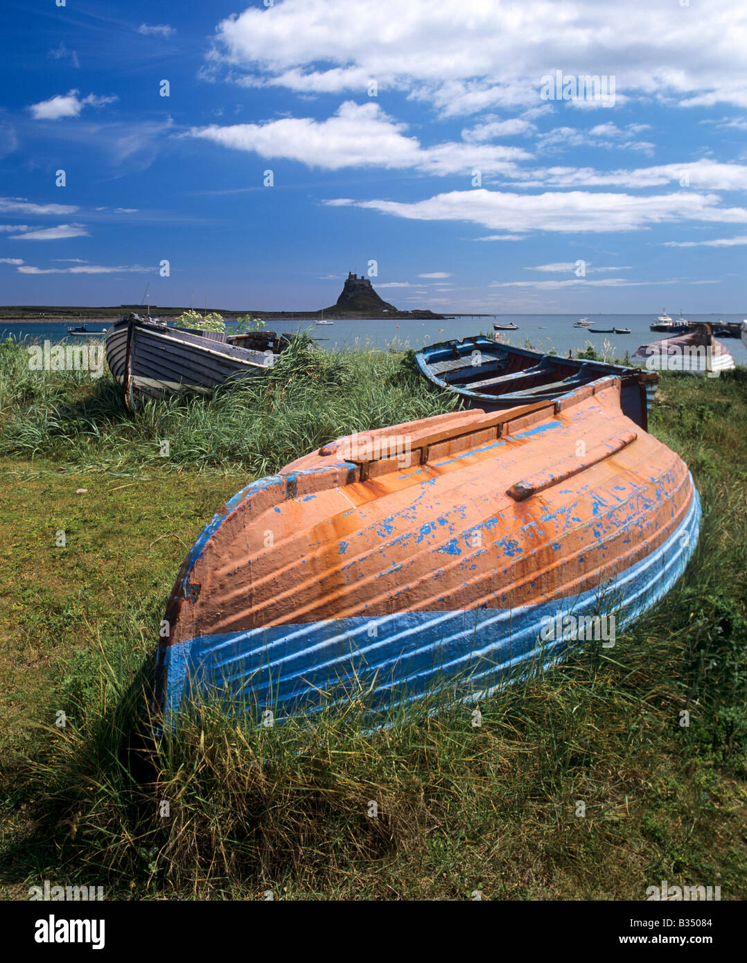 Lindisfarne Castle on Holy Island in Northumberland coast England Stock