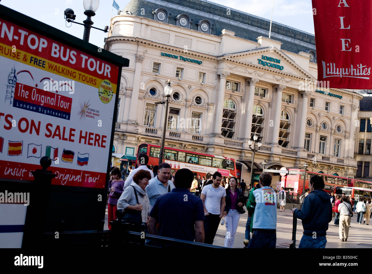 People walk around Piccadilly Circus in central London, UK Stock Photo
