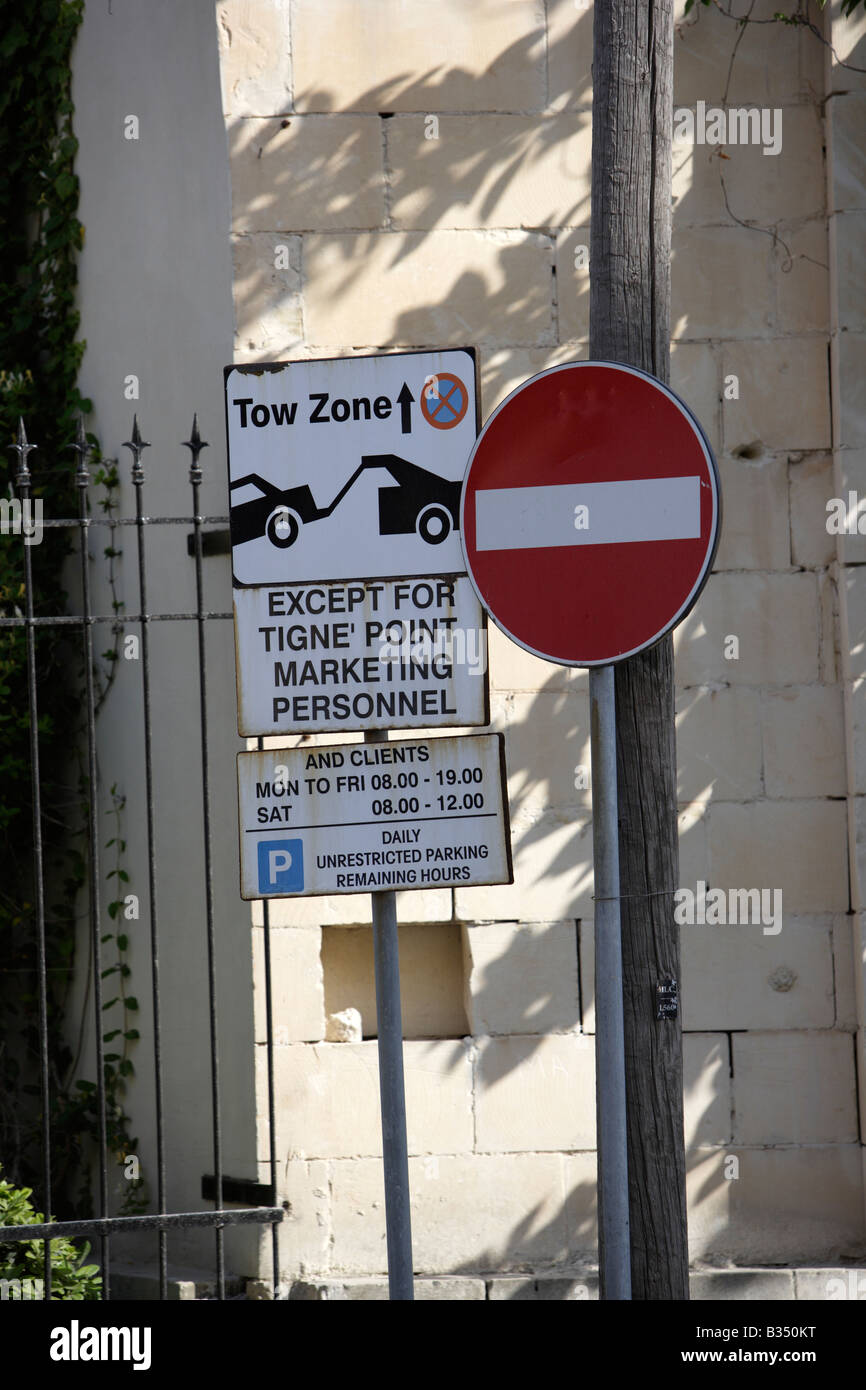 Vehicle Tow Zone, Malta Stock Photo