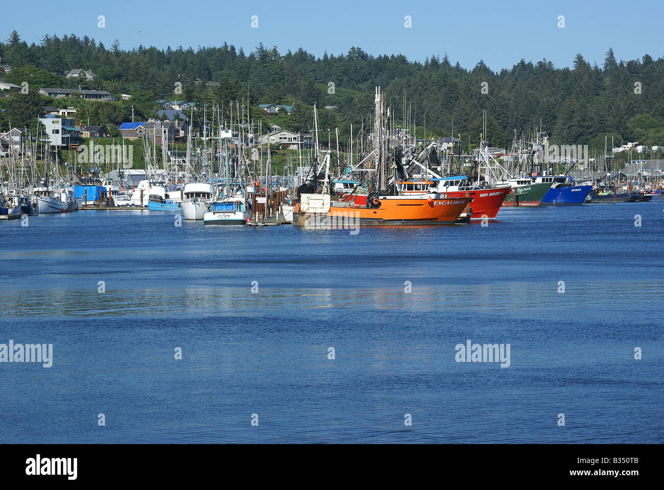 Fishing boats in Yaquina Bay, Oregon Stock Photo Alamy