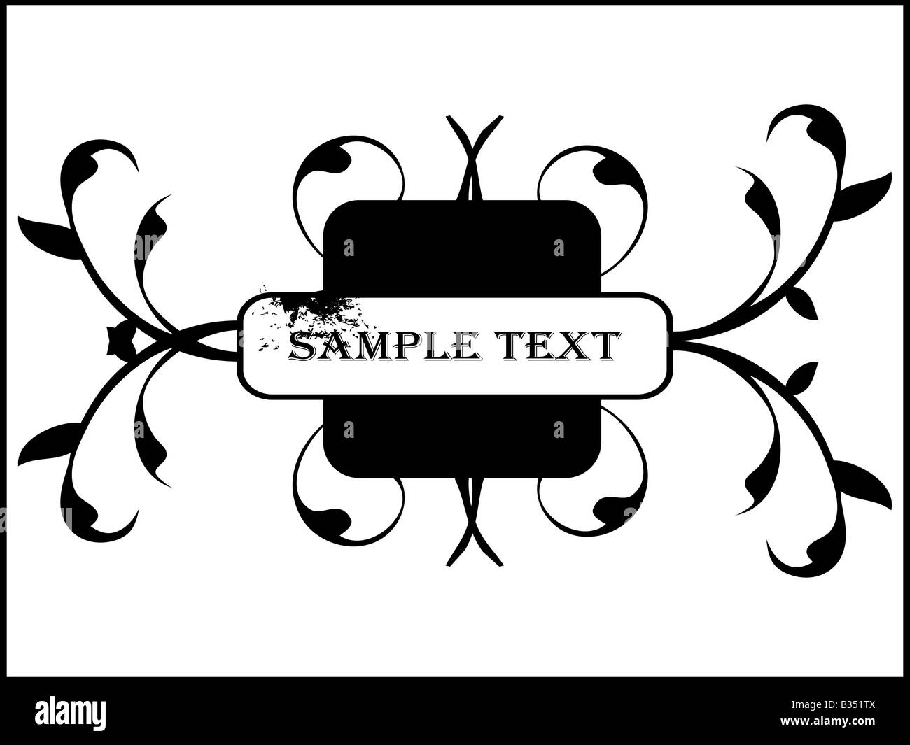 sample text with swirls and block Stock Photo - Alamy