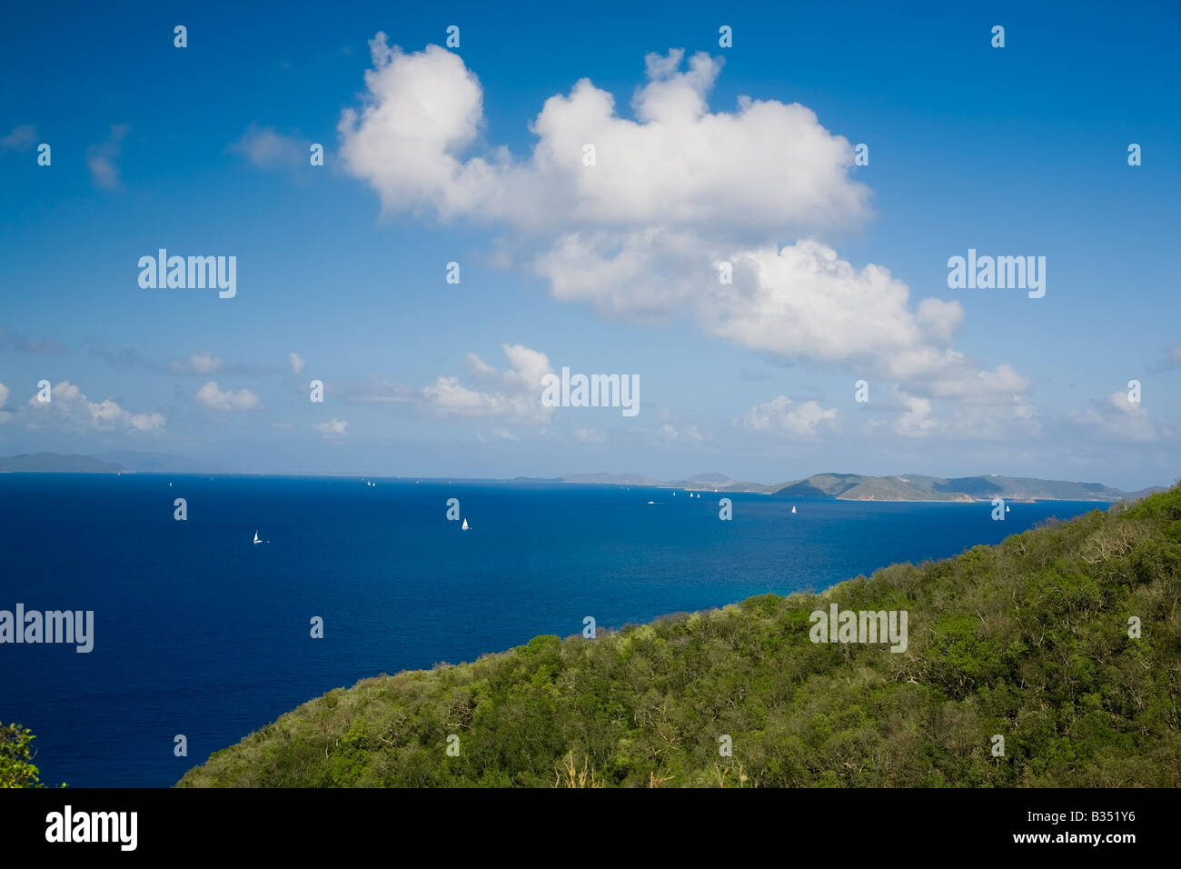 British Virgin Islands across the Sir Francis Drake Channel from St John in the US Virgin Islands Stock Photo