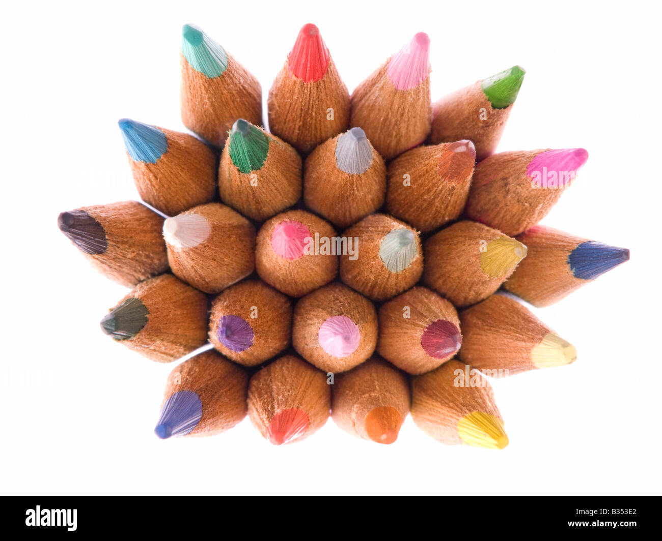 Color pencils collection with colors mixed Stock Photo