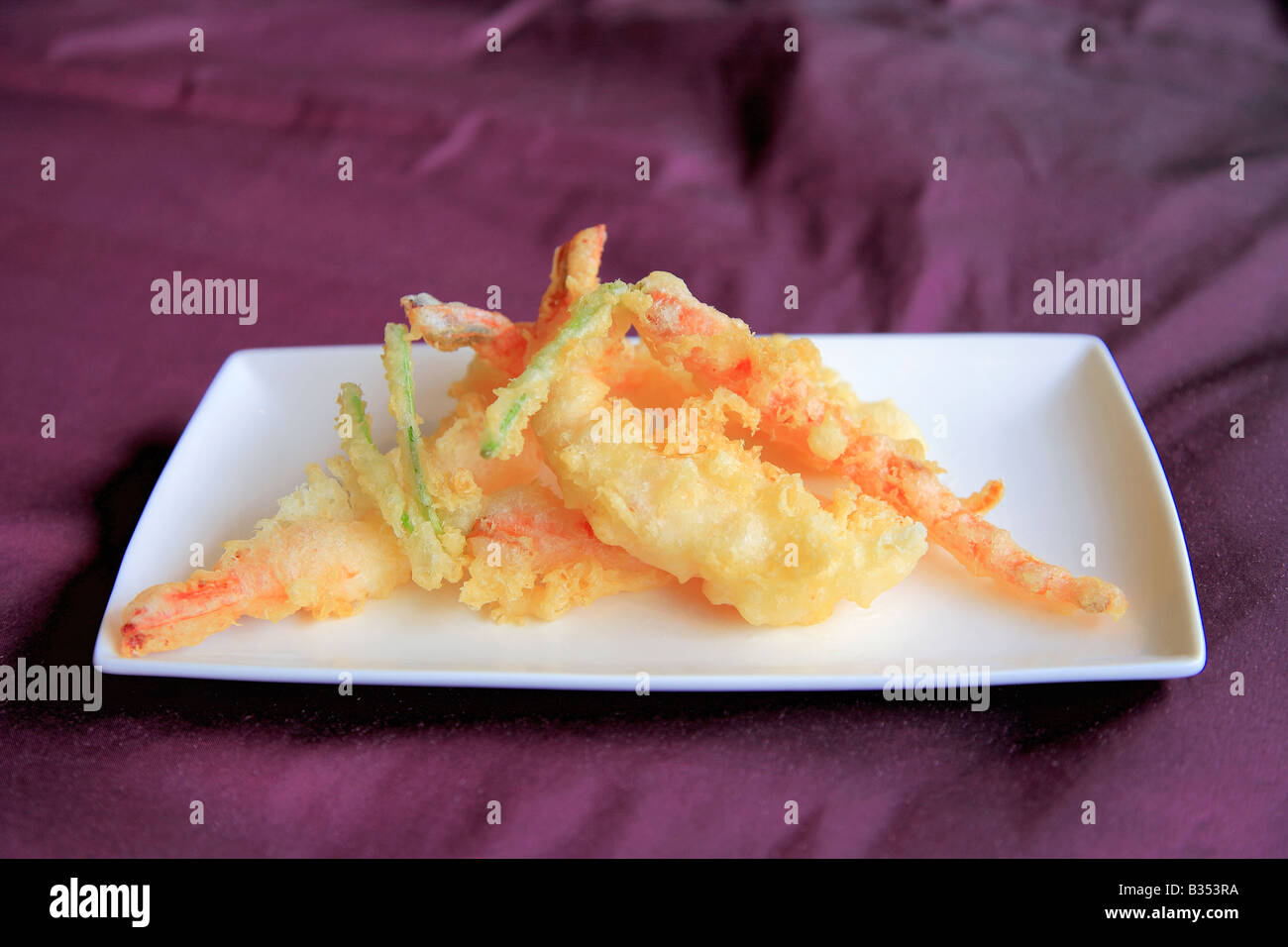 Dish of Thai Food Deep Fried King Prawns starter meal in a restaurant