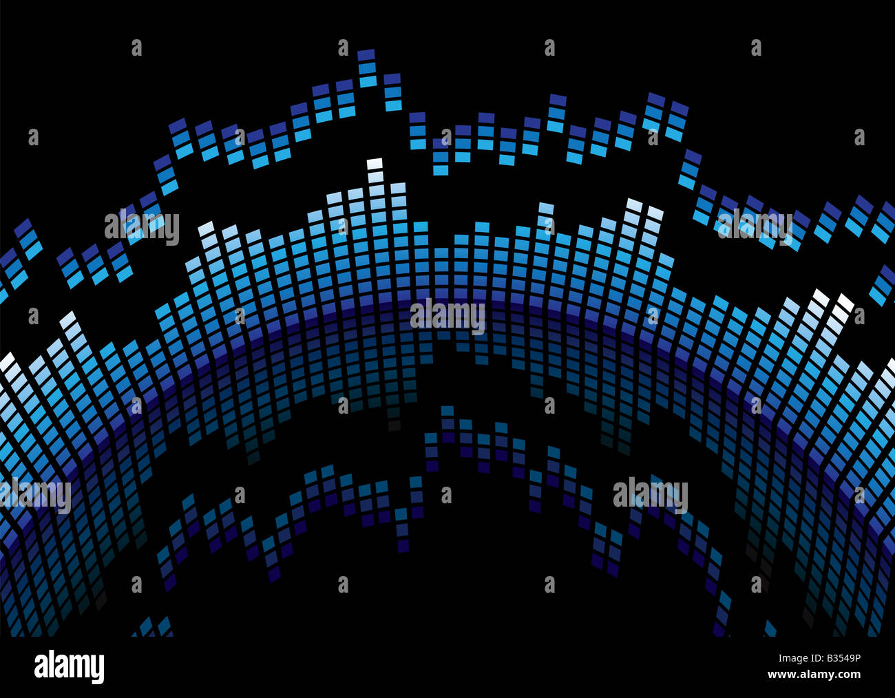 domed blue and black graph equalizer reflected in the base Stock Photo