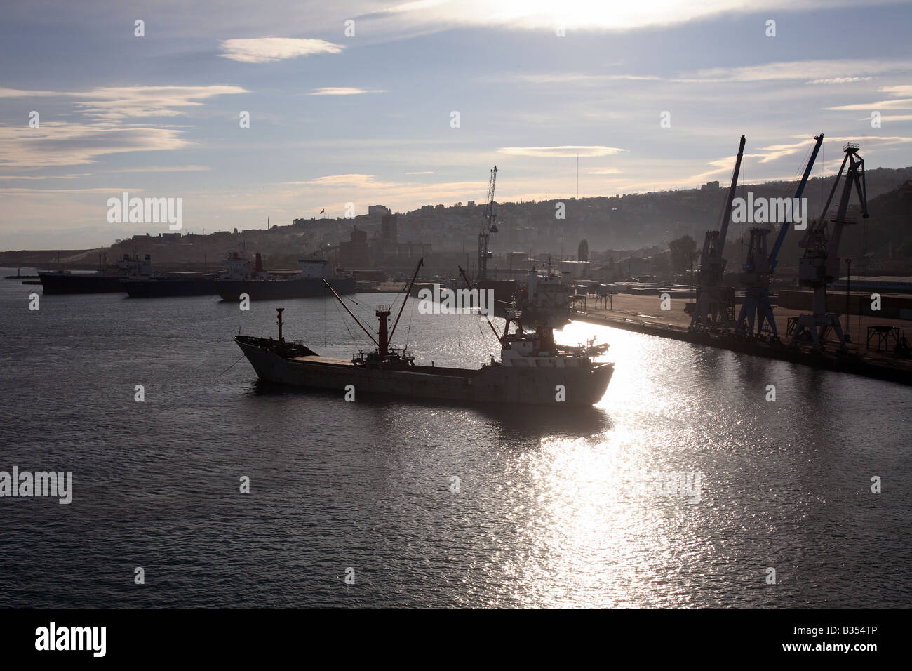 A cargo ship in the harbour of Trabzon, Turkey Stock Photo Alamy