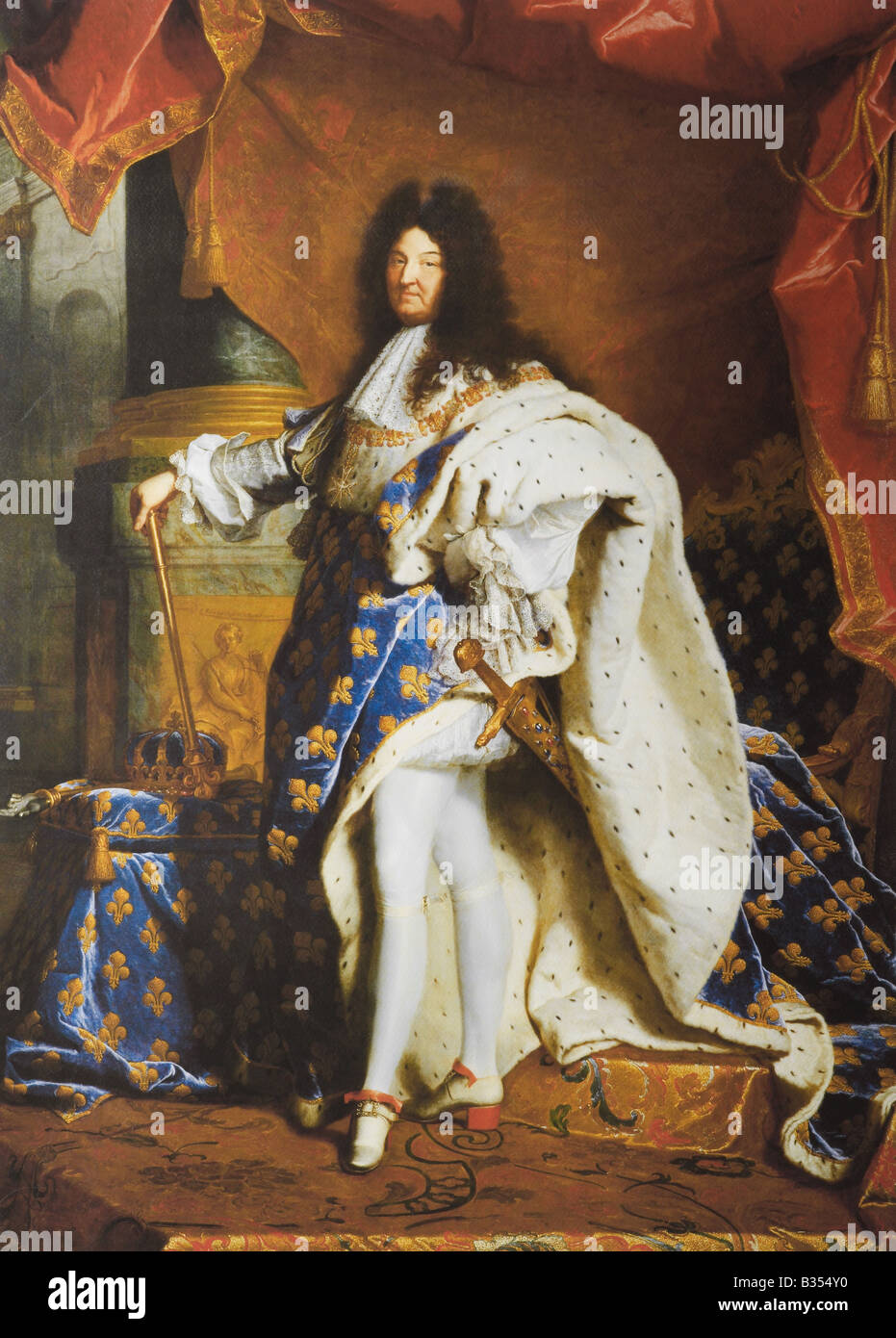"LOUIS XIV" KING OF FRANCE PAINTING BY HYACINTHE RIGAUD 1701 Stock