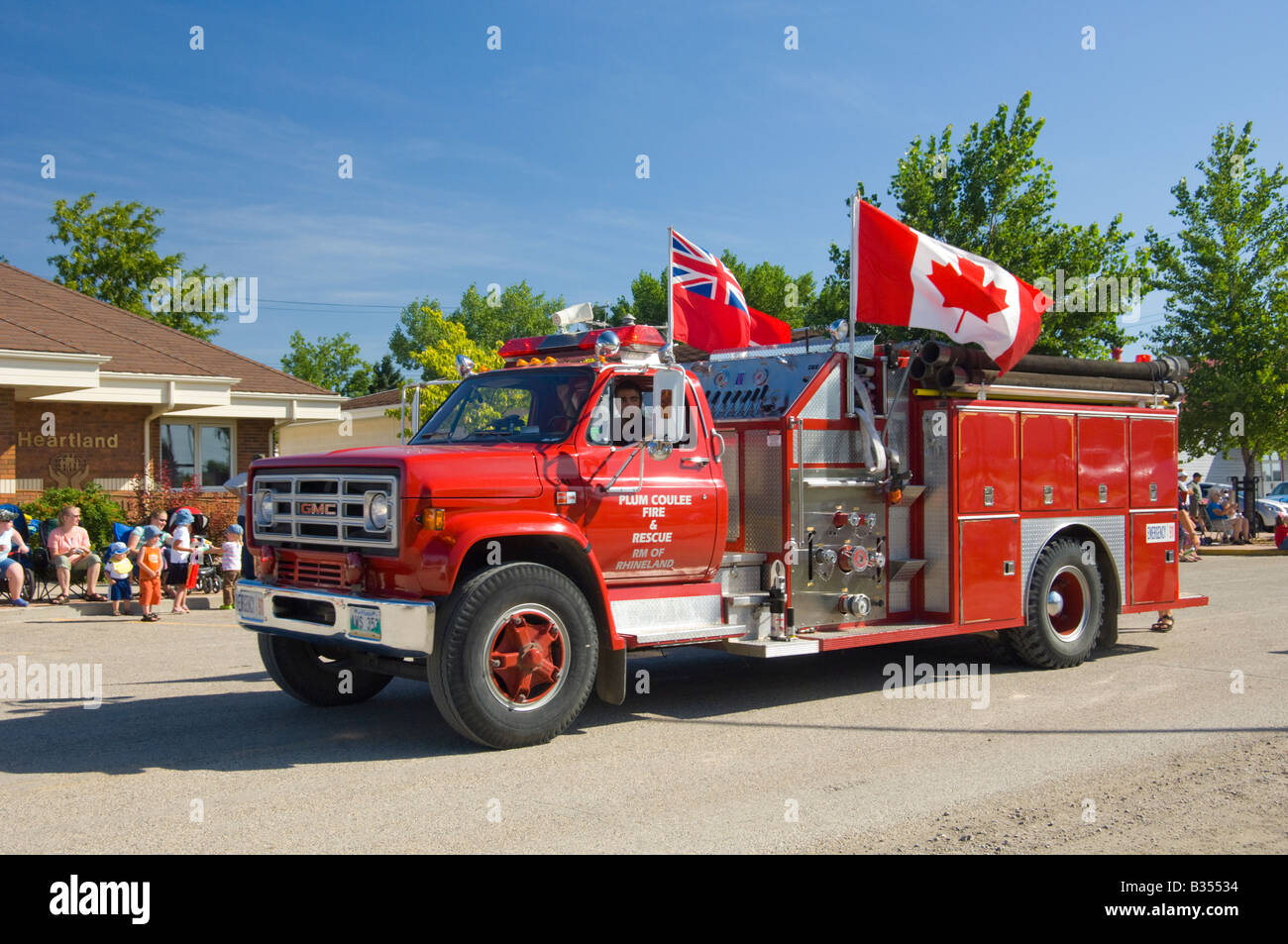 The Plum Coulee Manitoba Plum Fest parade a summer festival in southern