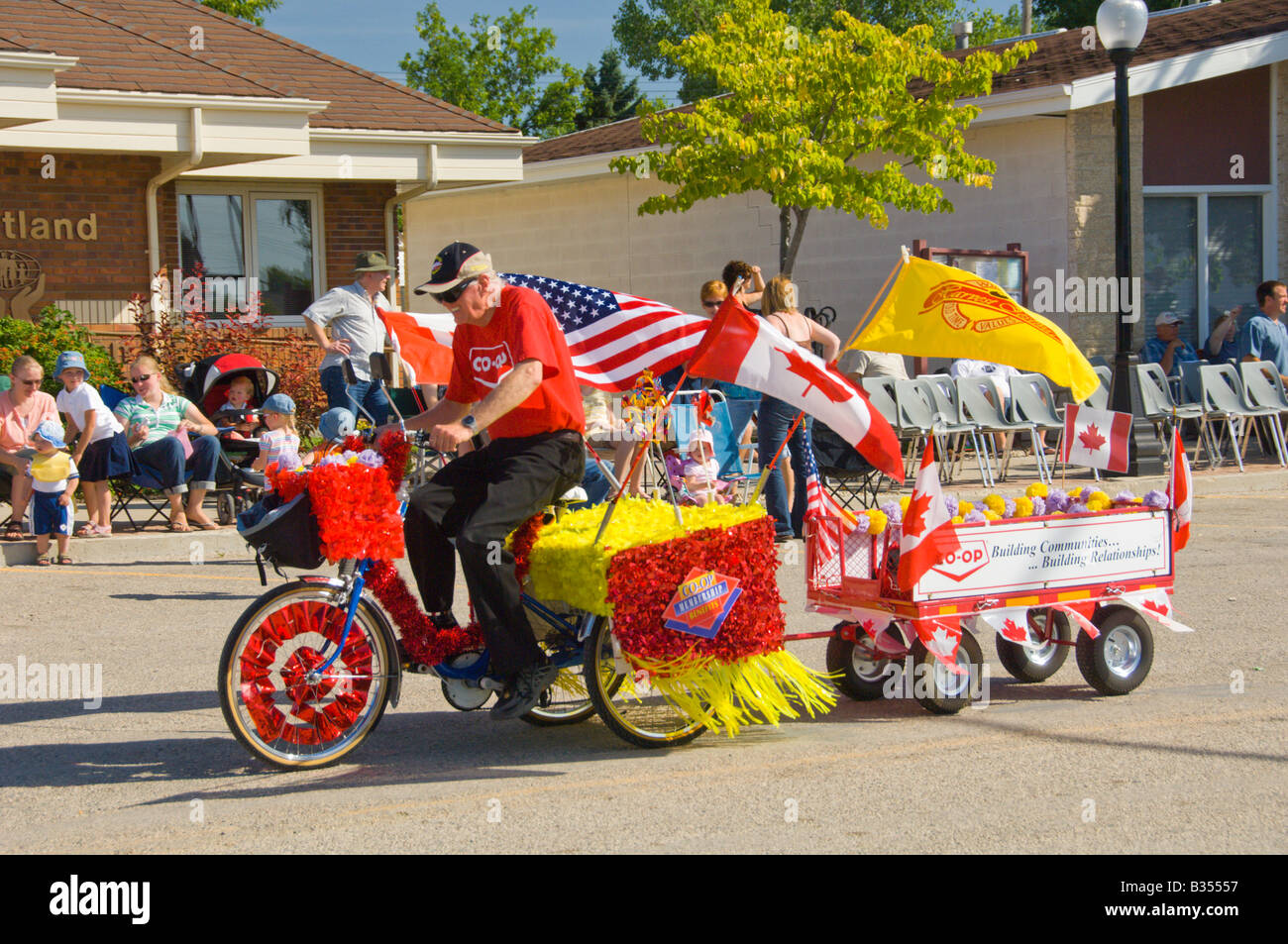 The Plum Coulee Manitoba Plum Fest parade a summer festival in southern