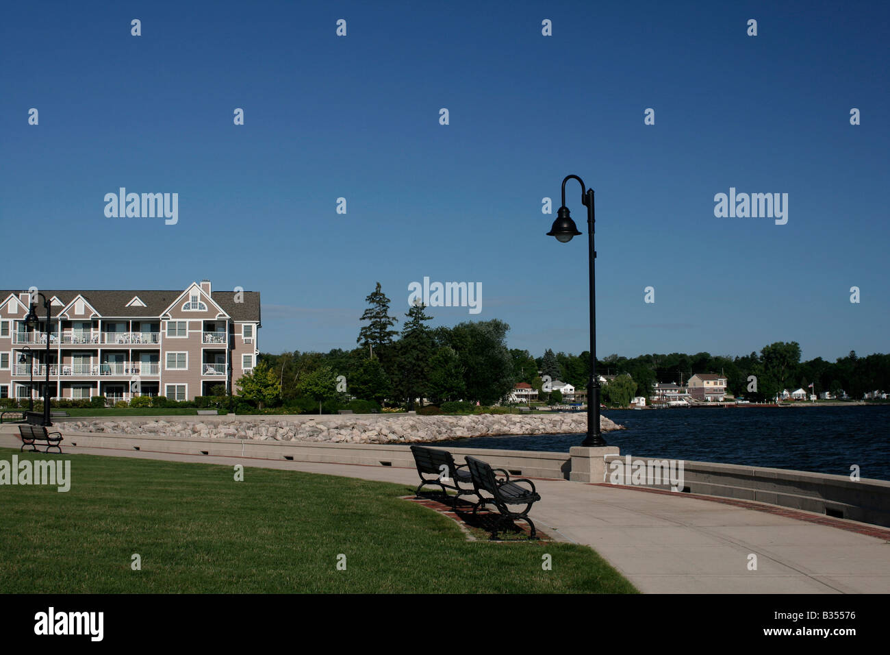Condominiums on waterfront Sturgeon Bay Wisconsin Stock Photo Alamy
