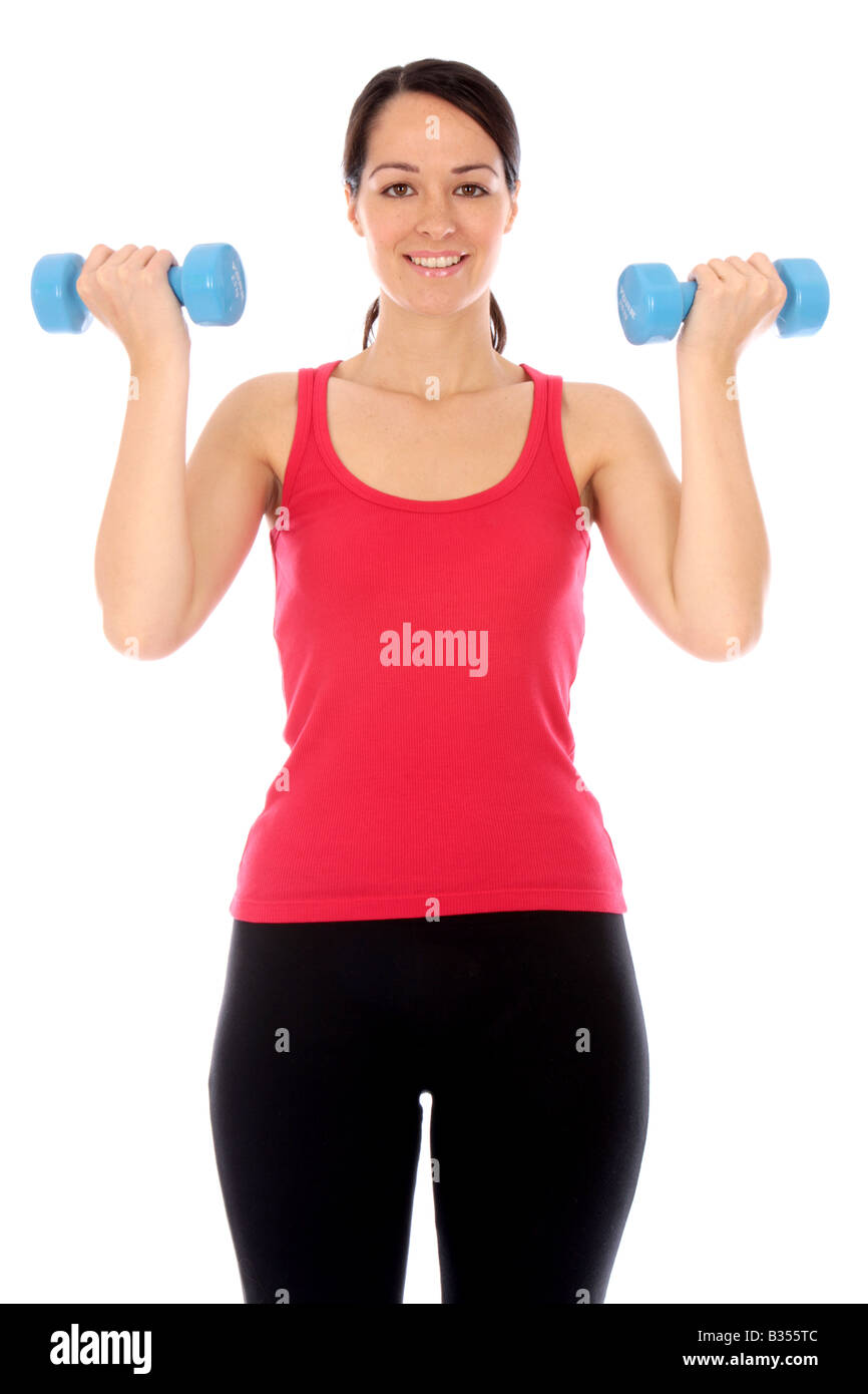 Young Woman Lifting Weights Model Released Stock Photo - Alamy