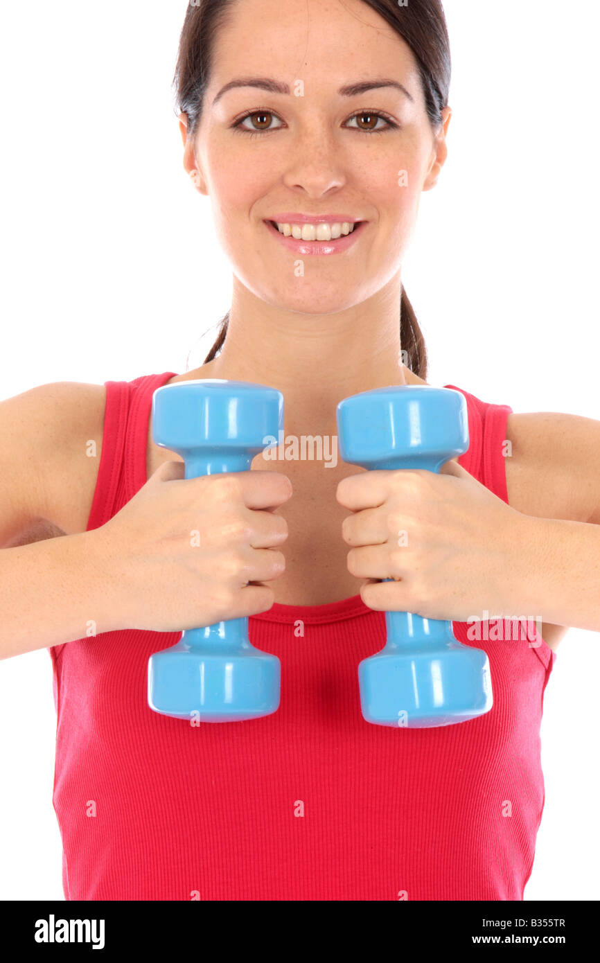 Young Woman Lifting Weights Model Released Stock Photo - Alamy