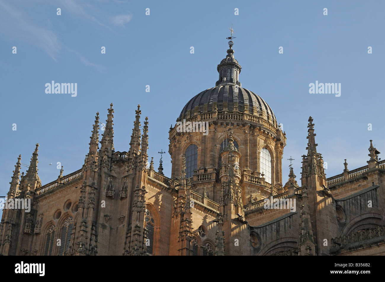 The dome and pinnacles of the late gothic style New Cathedral Catedral Nueva Salamanca Spain Stock Photo