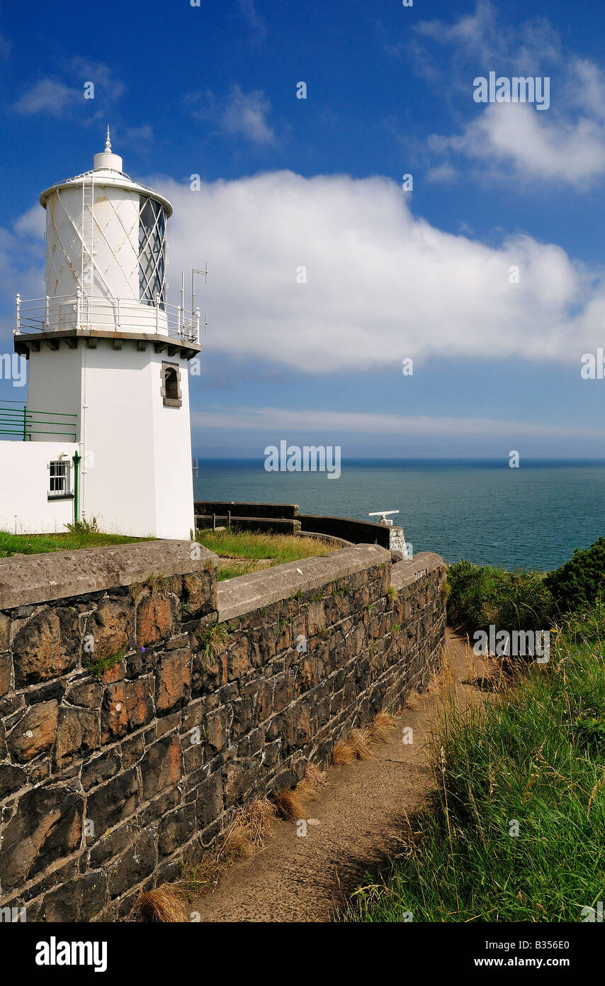 Whitehead lighthouse overlooking the irish sea Stock Photo