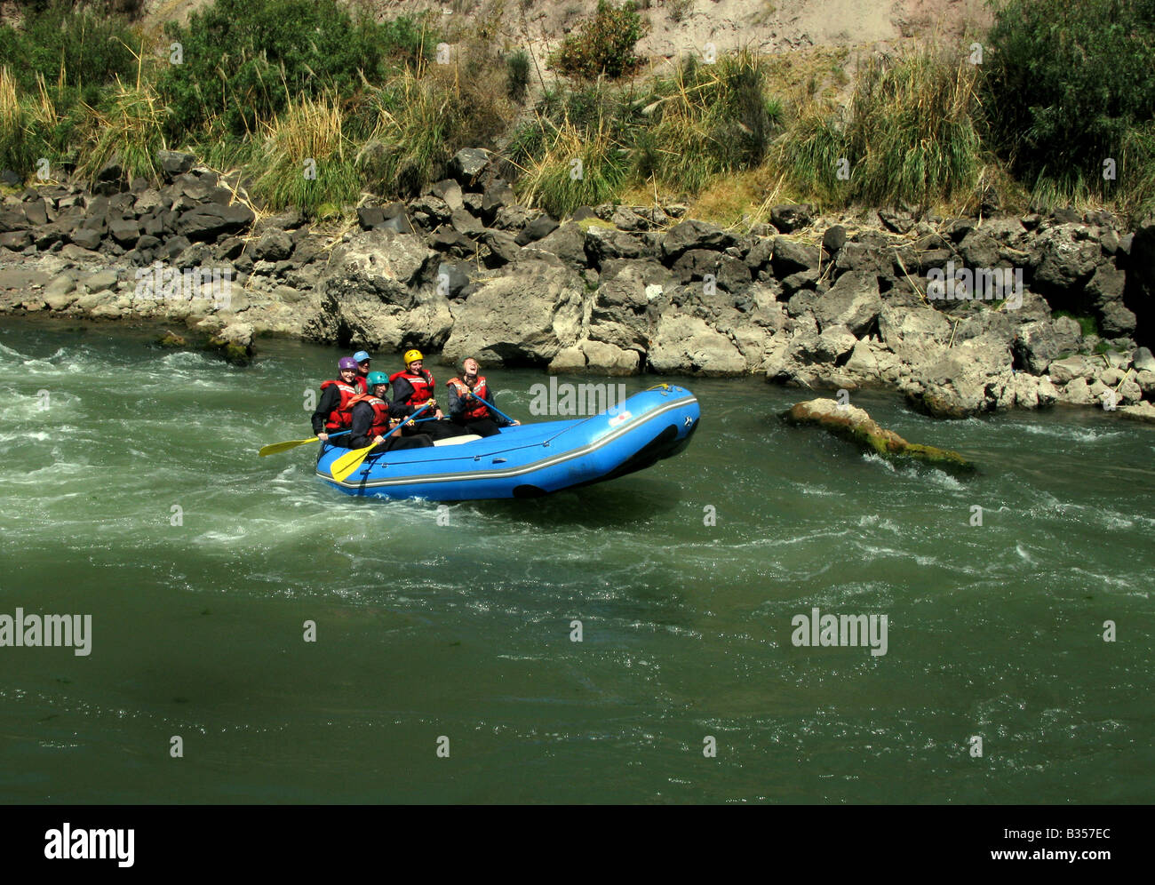 White Water rafting in Peru, South America Stock Photo