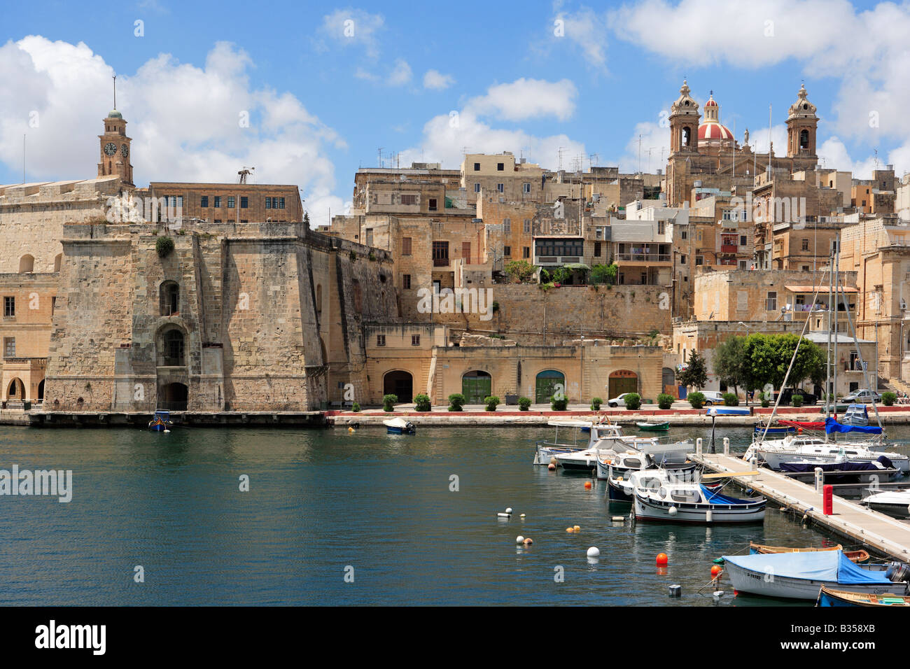 Senglea Waterfront, Dockyard Creek, Senglea, Malta Stock Photo