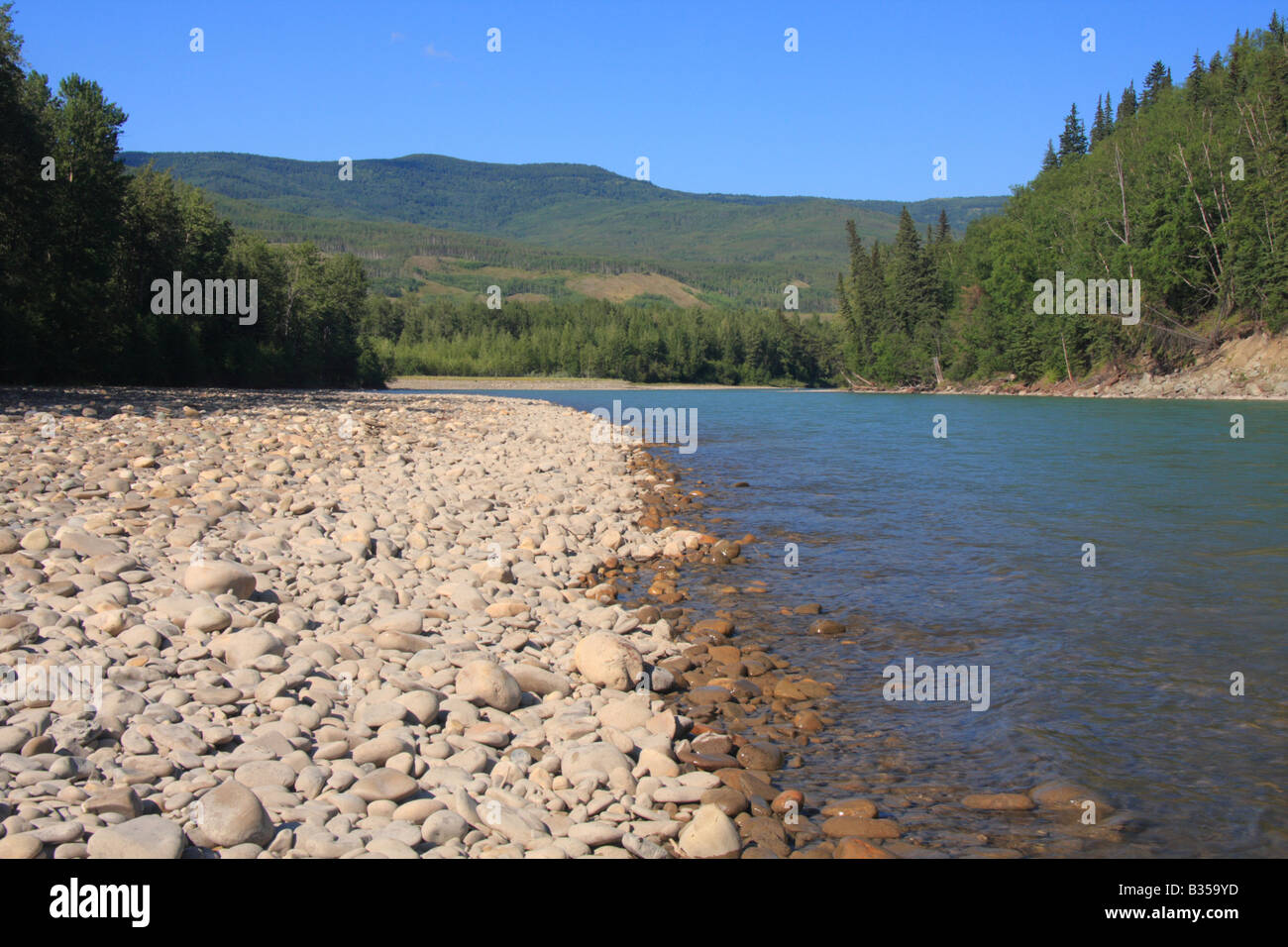 Pebbled riverfront in Kananaskis Country, Alberta Stock Photo Alamy