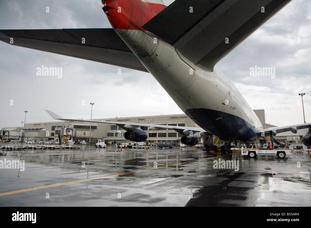 Boeing 747 at the gate, Logan International Airport, Boston, Massachusetts Stock Photo