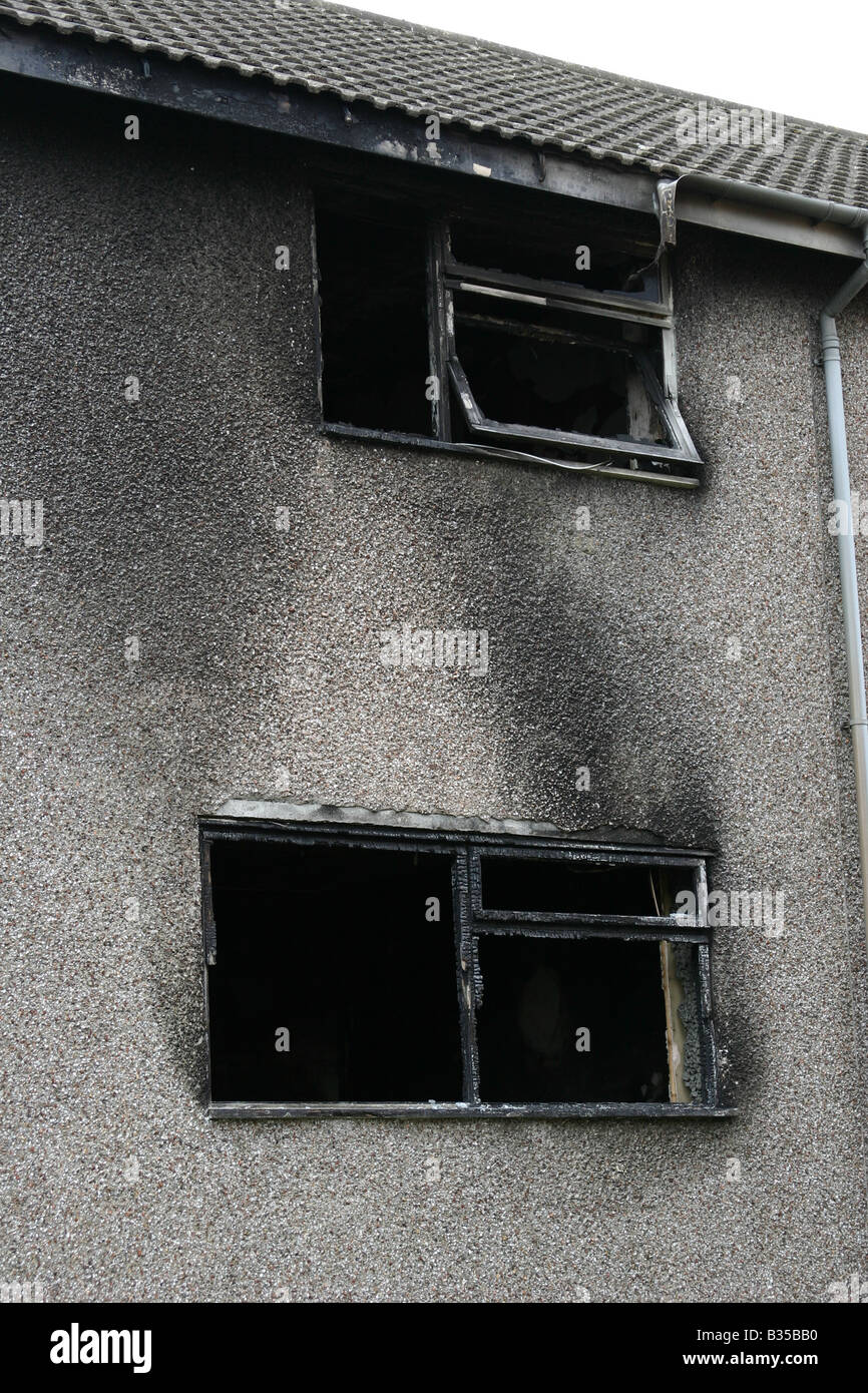 A fire damaged house in the U.K Stock Photo Alamy