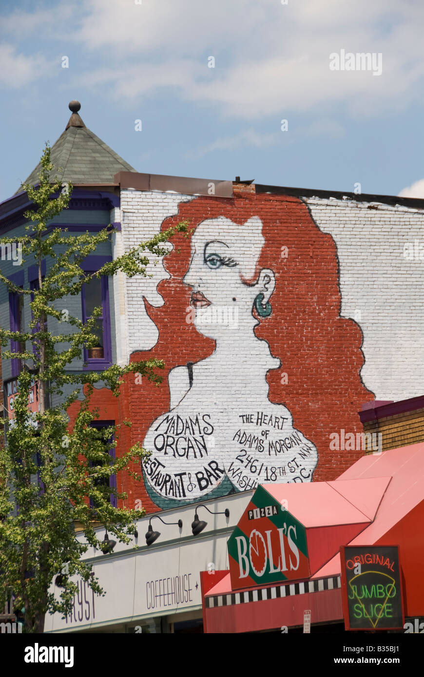 Mural on restaurant Madam's Organ in Adams Morgan district near 18th and Kalorama, Washington, DC. Stock Photo