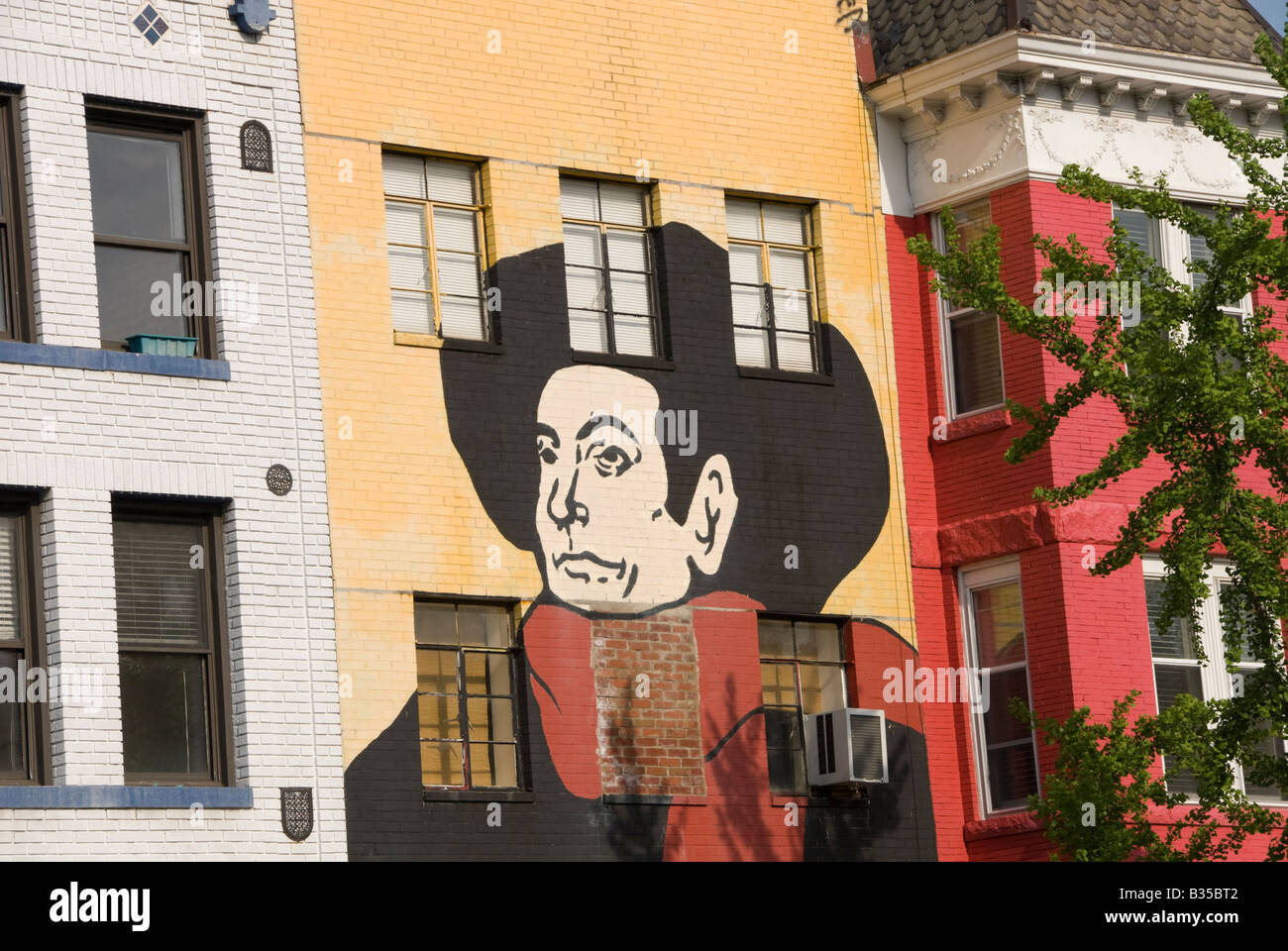 Mural on facade of buildings near 18th and Kalorama, Washington, DC. Stock Photo