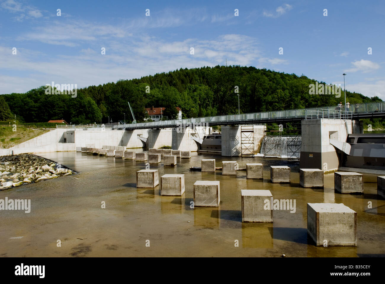 Dam On The Alz Canal Trostberg Bavaria Germany Stock Photo