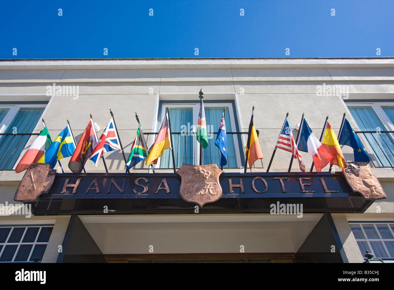 German style architecture of Swakopmund coastal Namibia town popular with tourists and the center of adventure activities Stock Photo