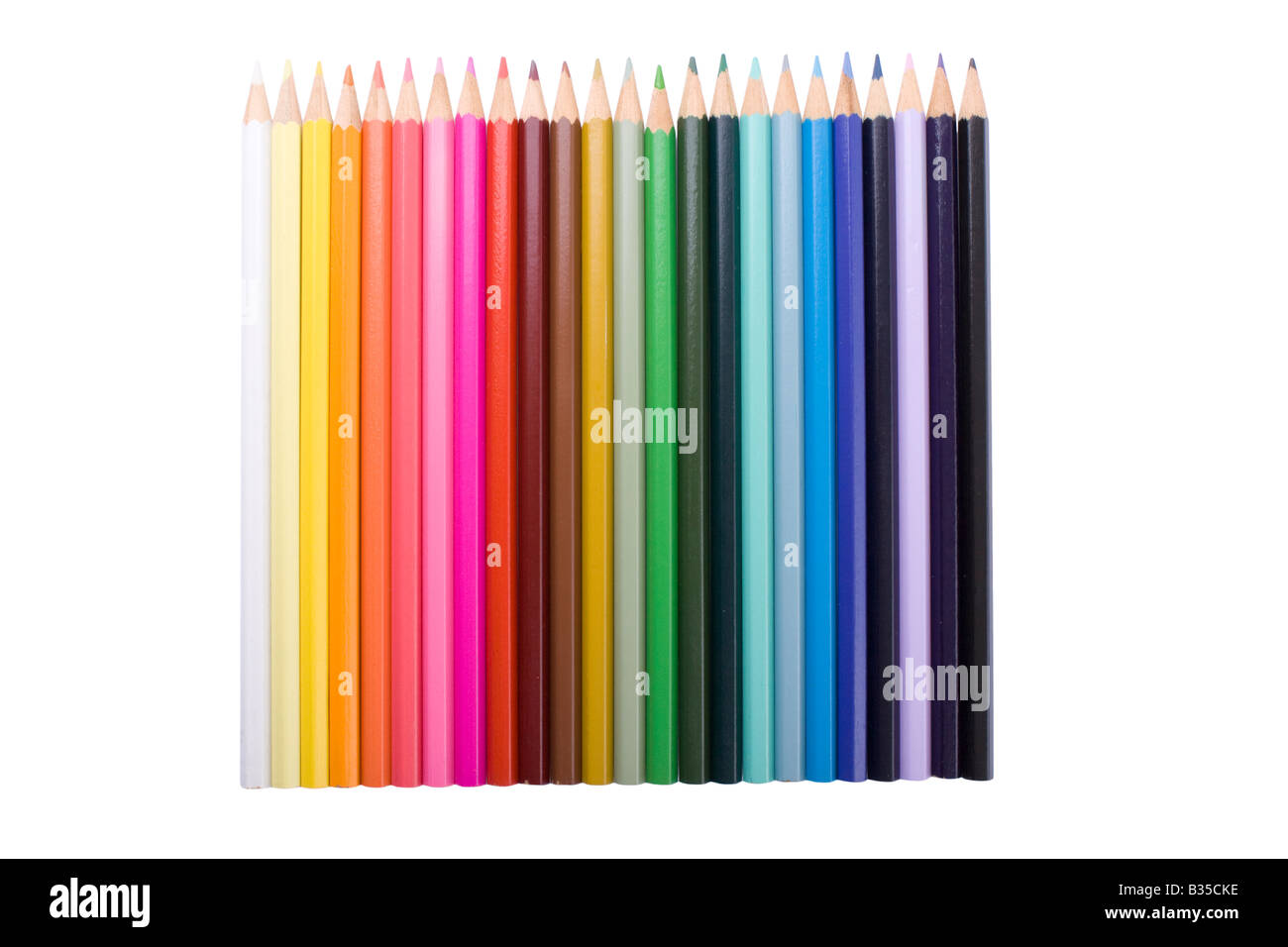 Color pencils collection with colors mixed Stock Photo