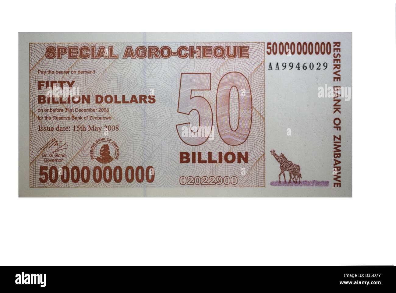 50 Billion Dollars banknote - Zimbabwe Stock Photo